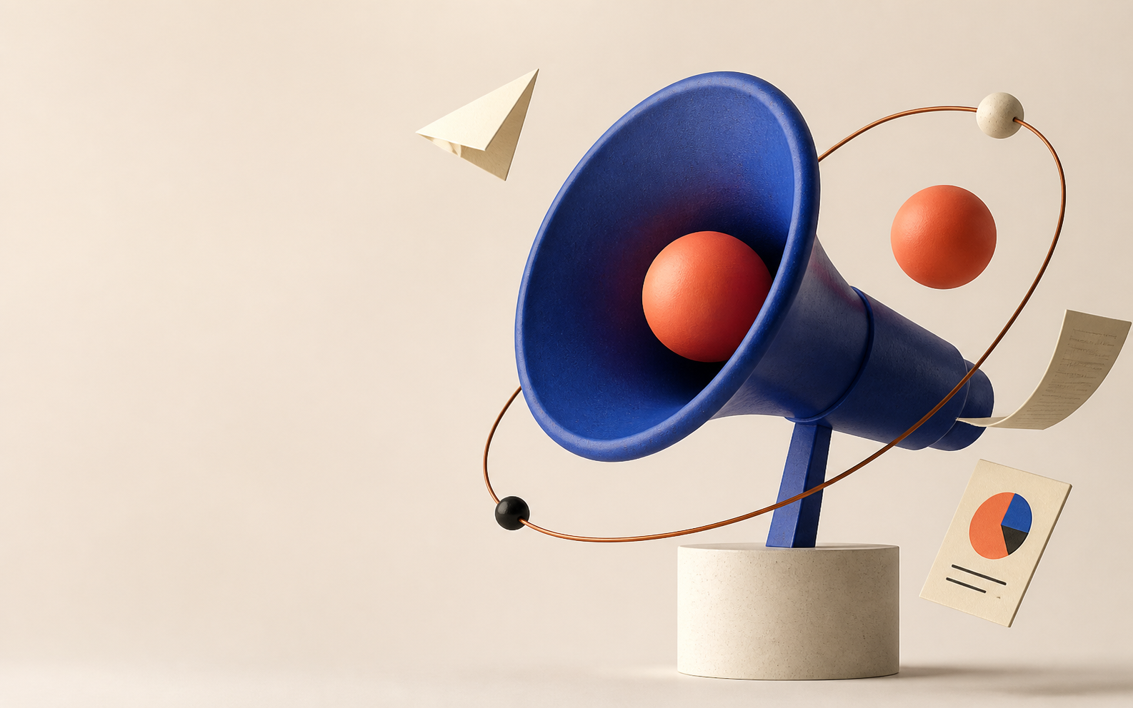 Editorial megaphone representing modern marketing